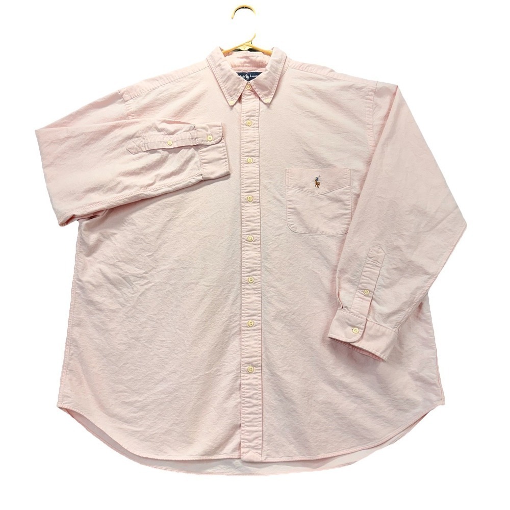 Vintage Ralph Lauren shirt men's 2X big classic fit‎ pink button down Flesh Pony